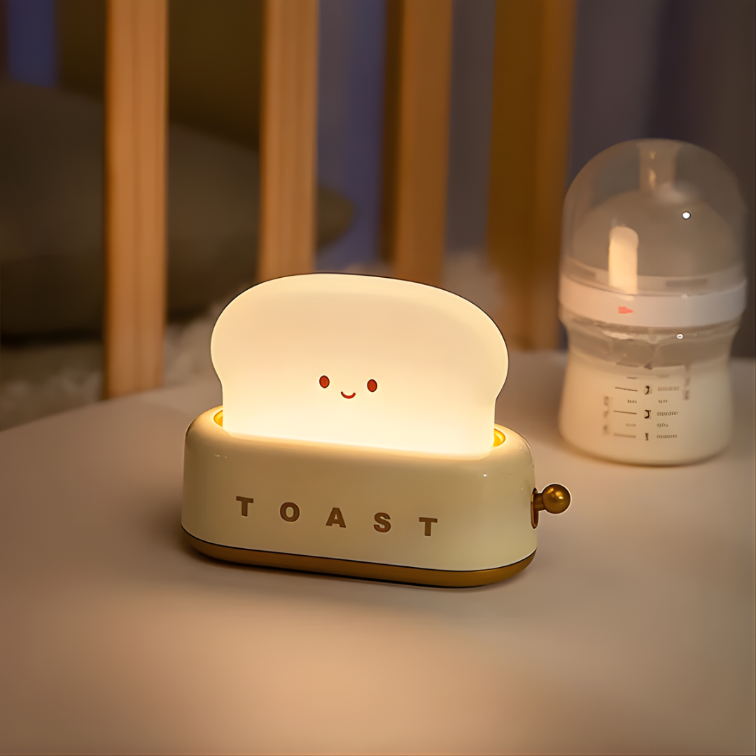 Cute Toast Night Light with Adjustable Brightness