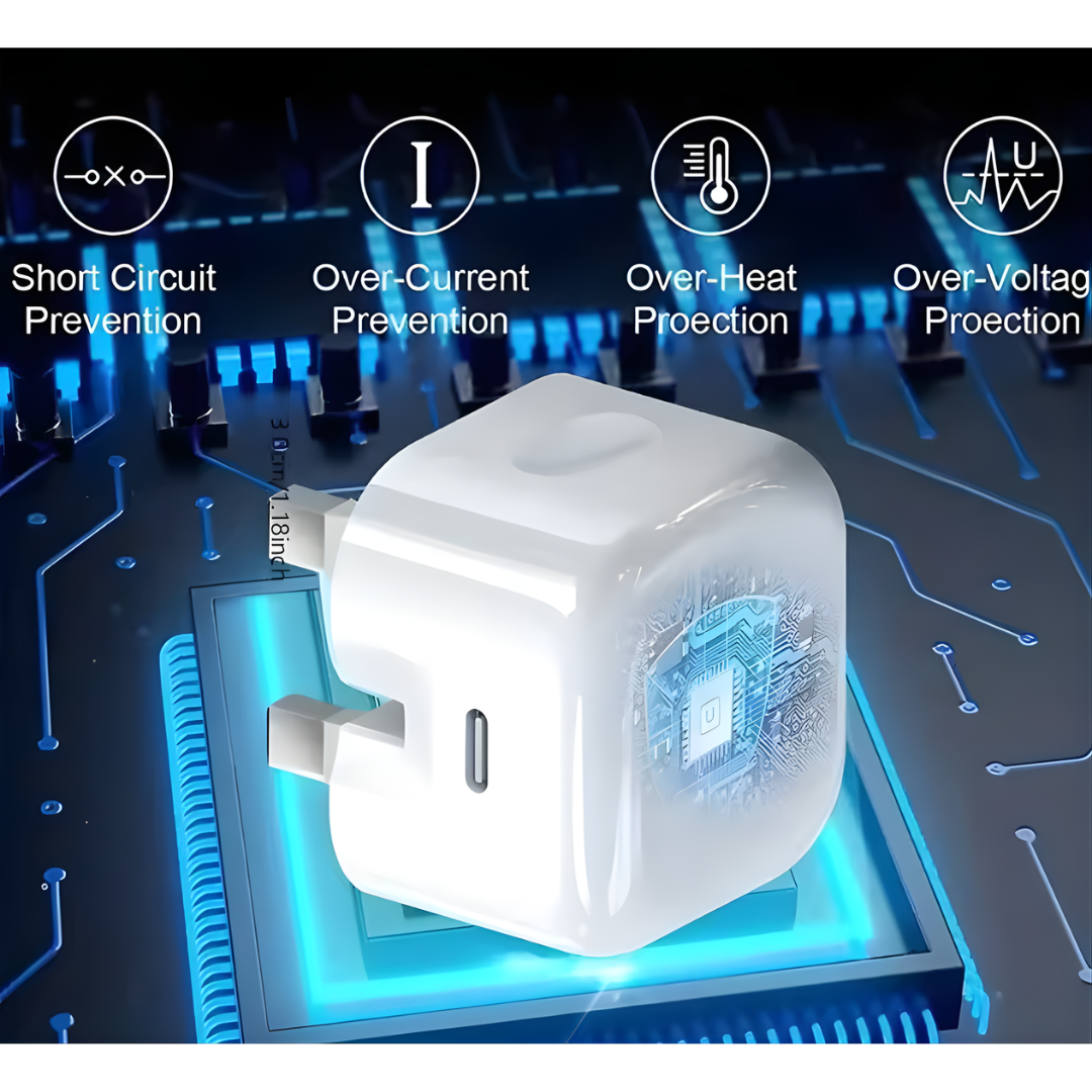 USB C Charger for iPhone 14 & Earlier with Lightning Cable QC3.0 Quick Charge PD 25W Type C Fast Charging Travel Wall Charger Power Adapter UK PD 25W