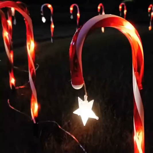 Solar Christmas Garden Lights 5/8 Set Outdoor Waterproof Candy Cane Warm White ABS Energy Saving Durable Festive Decoration Lamp- Christmas 2025