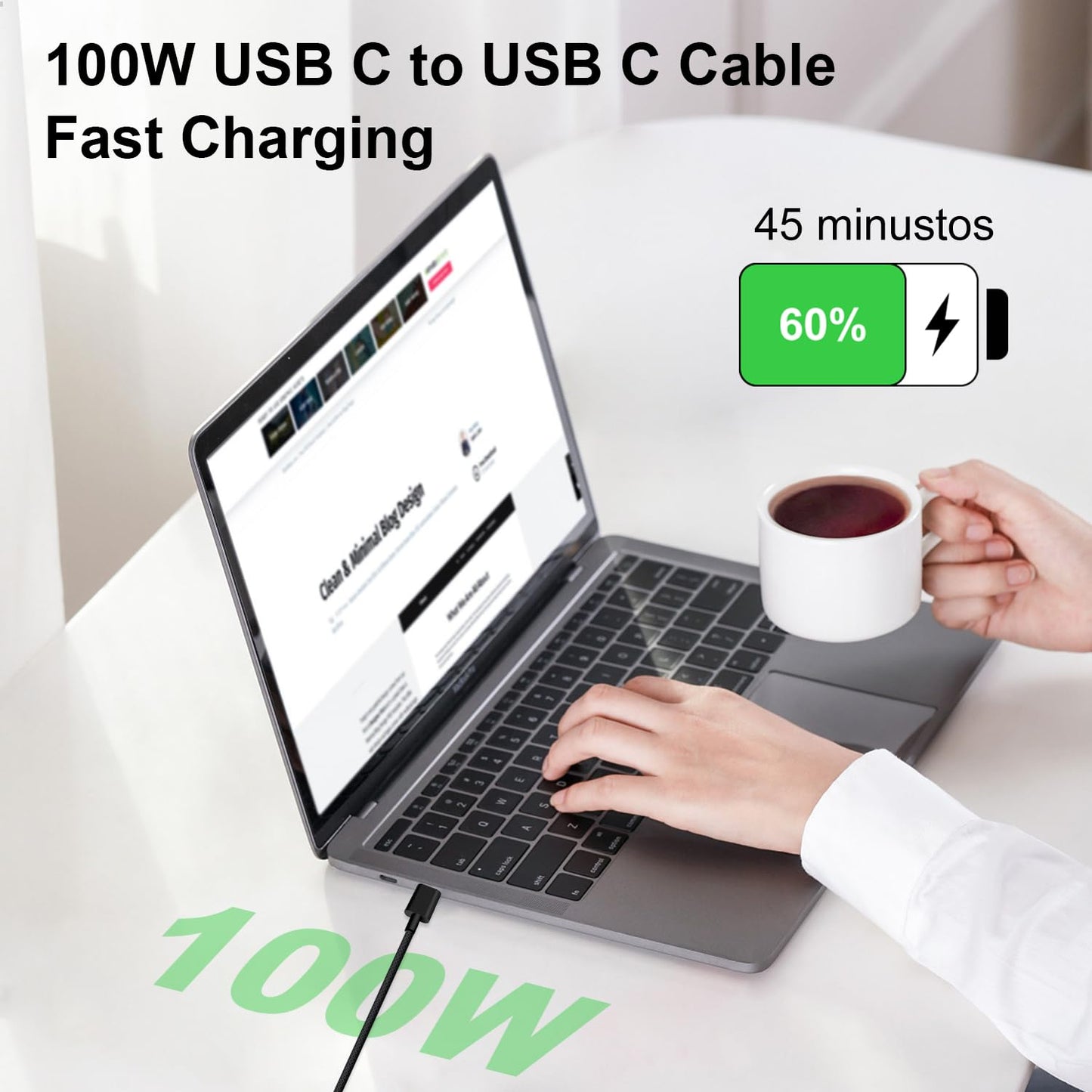 USB-C to USB-C Charger Cable 3M – 60W / 100W Fast Charging (For iPhone 15/16/17, iPad, Samsung, Android, USB-C Devices) Smartphone