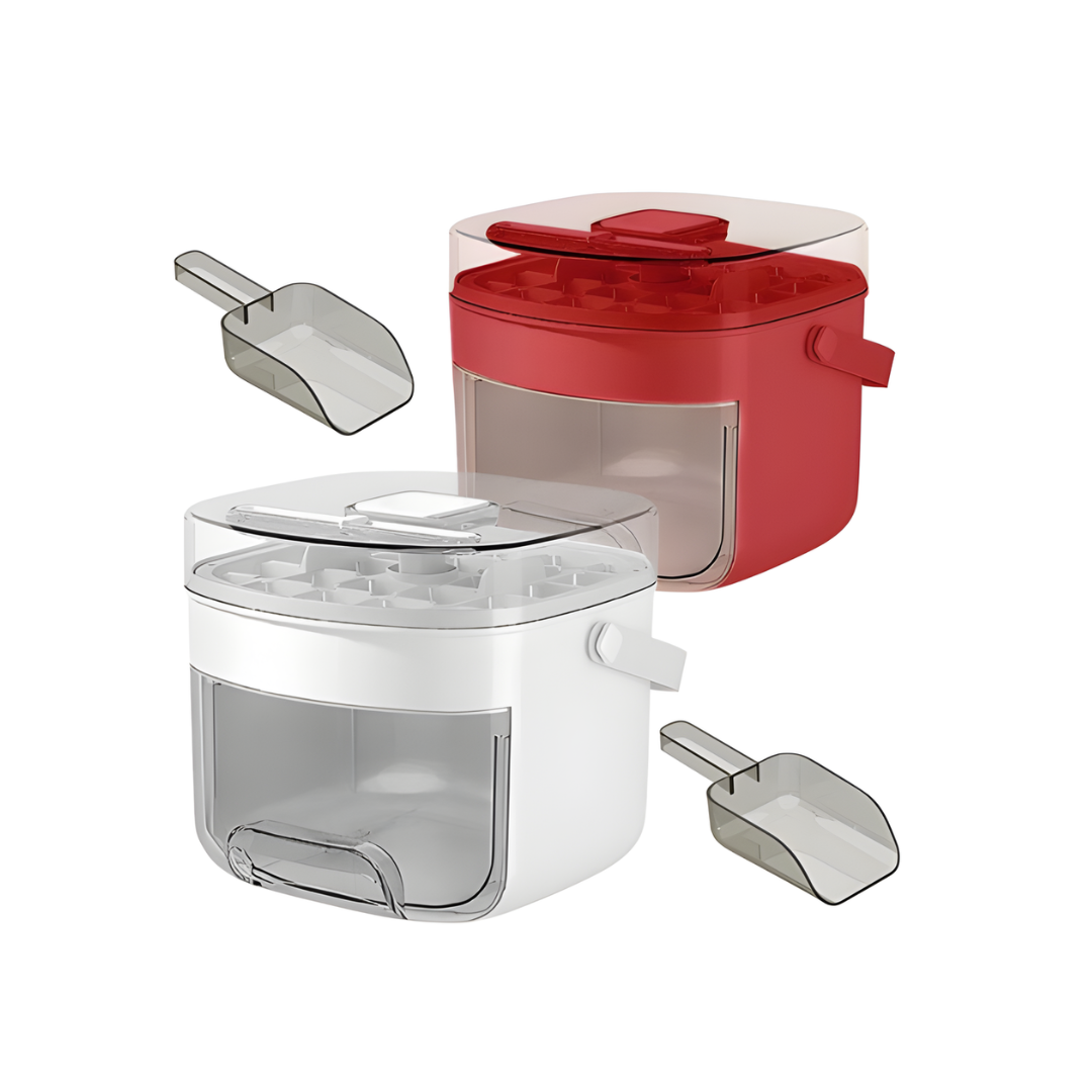 Large Capacity Ice Cube Maker Bin with Press-Release Lid