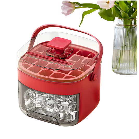Large Capacity Ice Cube Maker Bin with Press-Release Lid