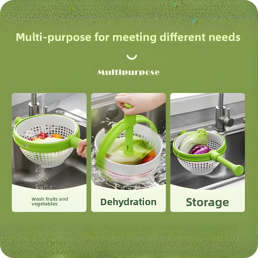 Salad Spinner Drainer with Foldable Non-Slip Design & Quick Draining Basket