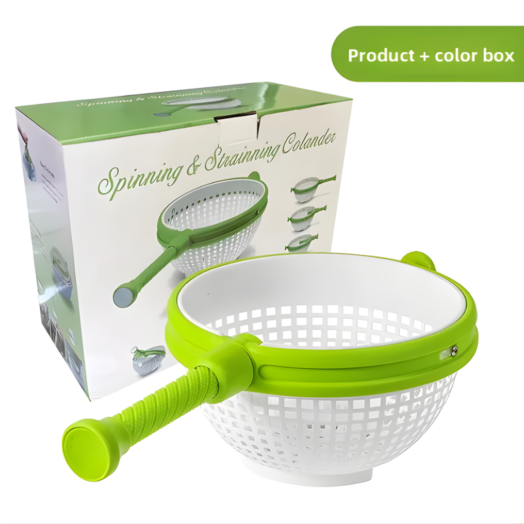 Salad Spinner Drainer with Foldable Non-Slip Design & Quick Draining Basket