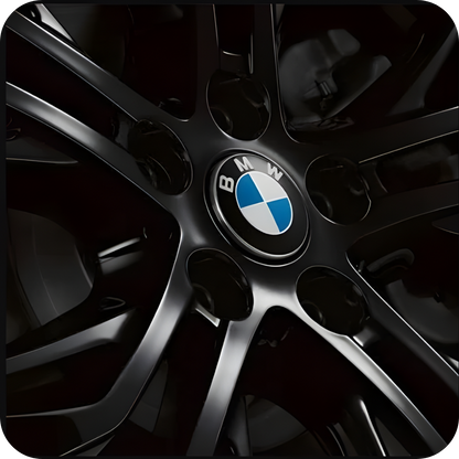 7-Piece BMW Carbon Grey Emblem Badge Set (Bonnet, Boot, Wheels, Steering) 82mm, 74mm, 56mm, 45mm