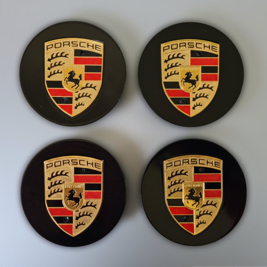 4x Porsche Wheel Centre Caps | Black 76mm