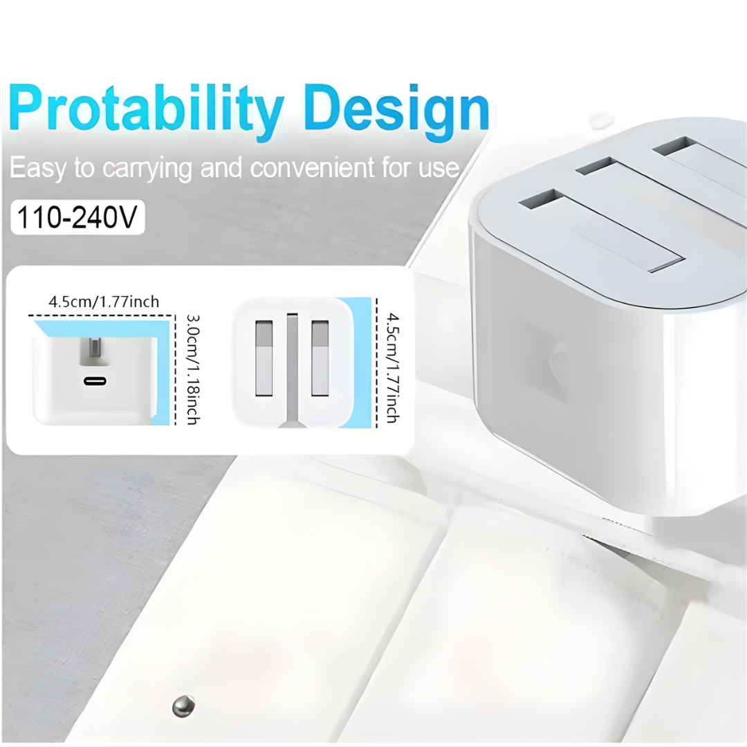 USB C Charger for iPhone 14 & Earlier with Lightning Cable QC3.0 Quick Charge PD 25W Type C Fast Charging Travel Wall Charger Power Adapter UK PD 25W