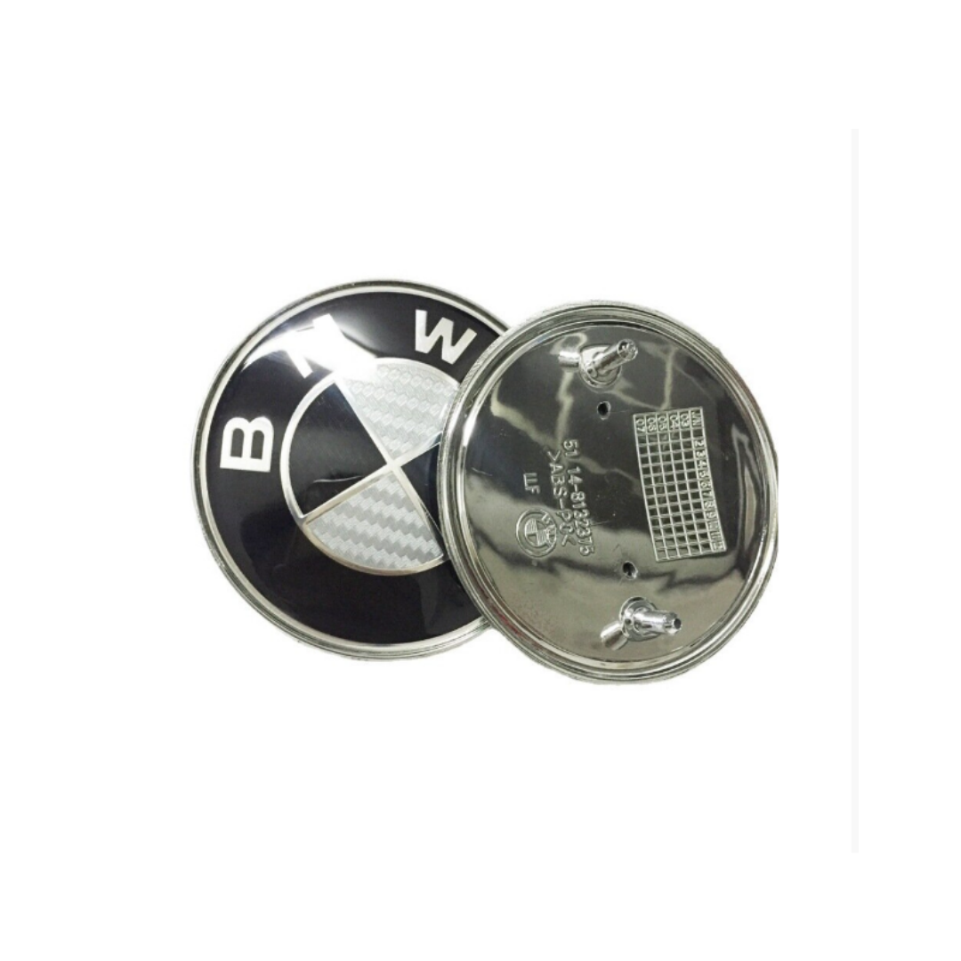 7-Piece BMW Carbon Grey Emblem Badge Set (Bonnet, Boot, Wheels, Steering) 82mm, 74mm, 56mm, 45mm