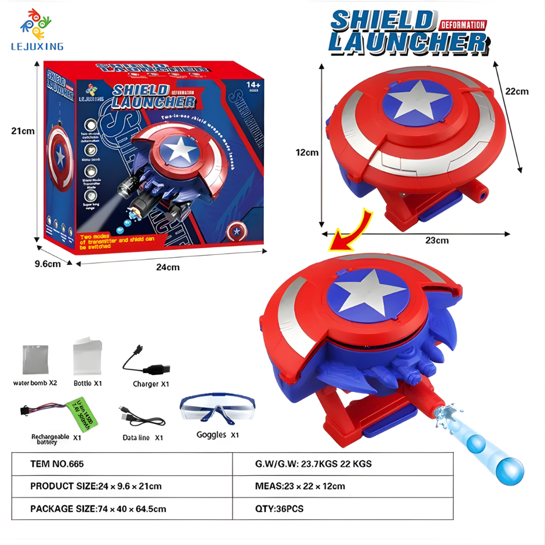 Captain America Light Shield Transforming Electric Launcher Water Baby Battle Shooting Boys Gift