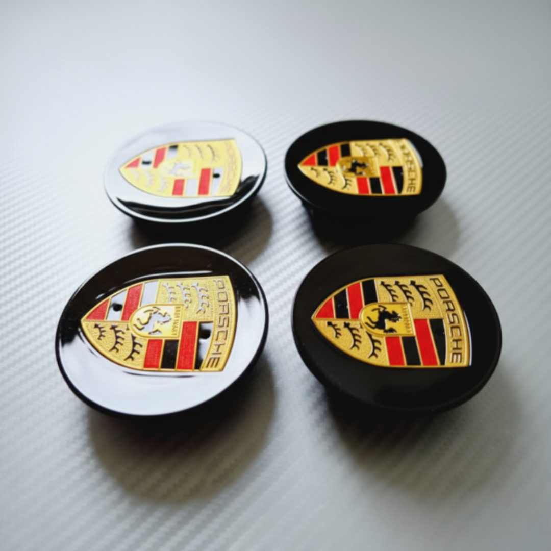 4x Porsche Wheel Centre Caps | Black 76mm