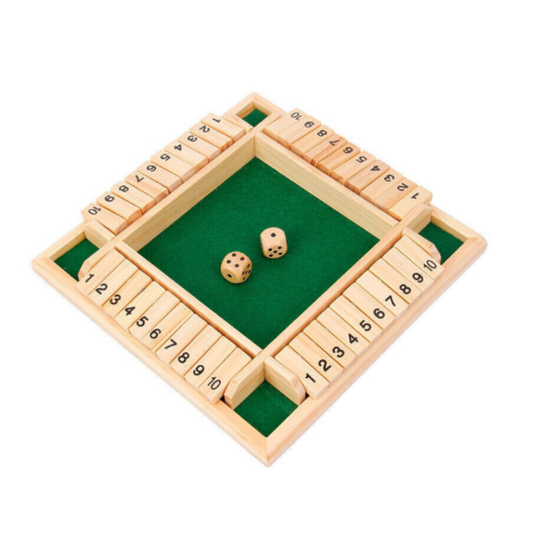 4-Sided Shut The Box Dice Game - Wooden board Party Game