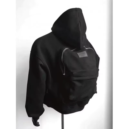 Unisex Loose Fit "Backpack Hoodie" with Integrated Front Zip Pocket