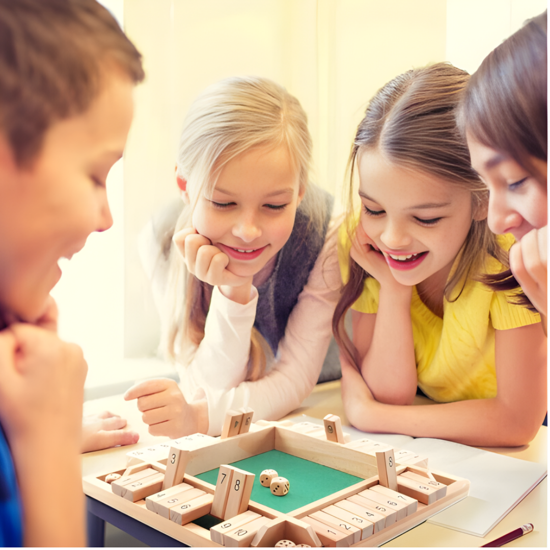 4-Sided Shut The Box Dice Game - Wooden board Party Game