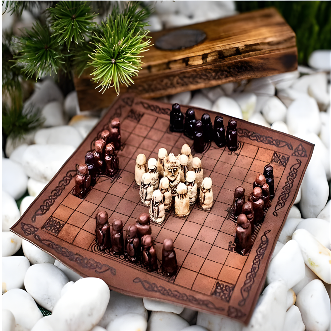 Hnefatafl Board Game: Viking Chess Set in Wooden Travel Box