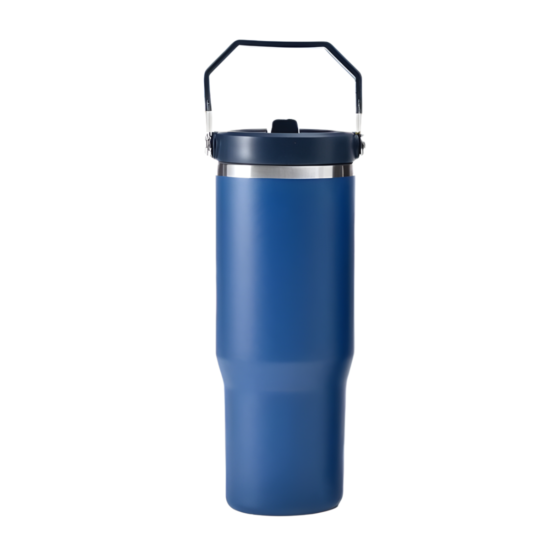 30oz Insulated Travel Tumbler with Flip Straw & Handle
