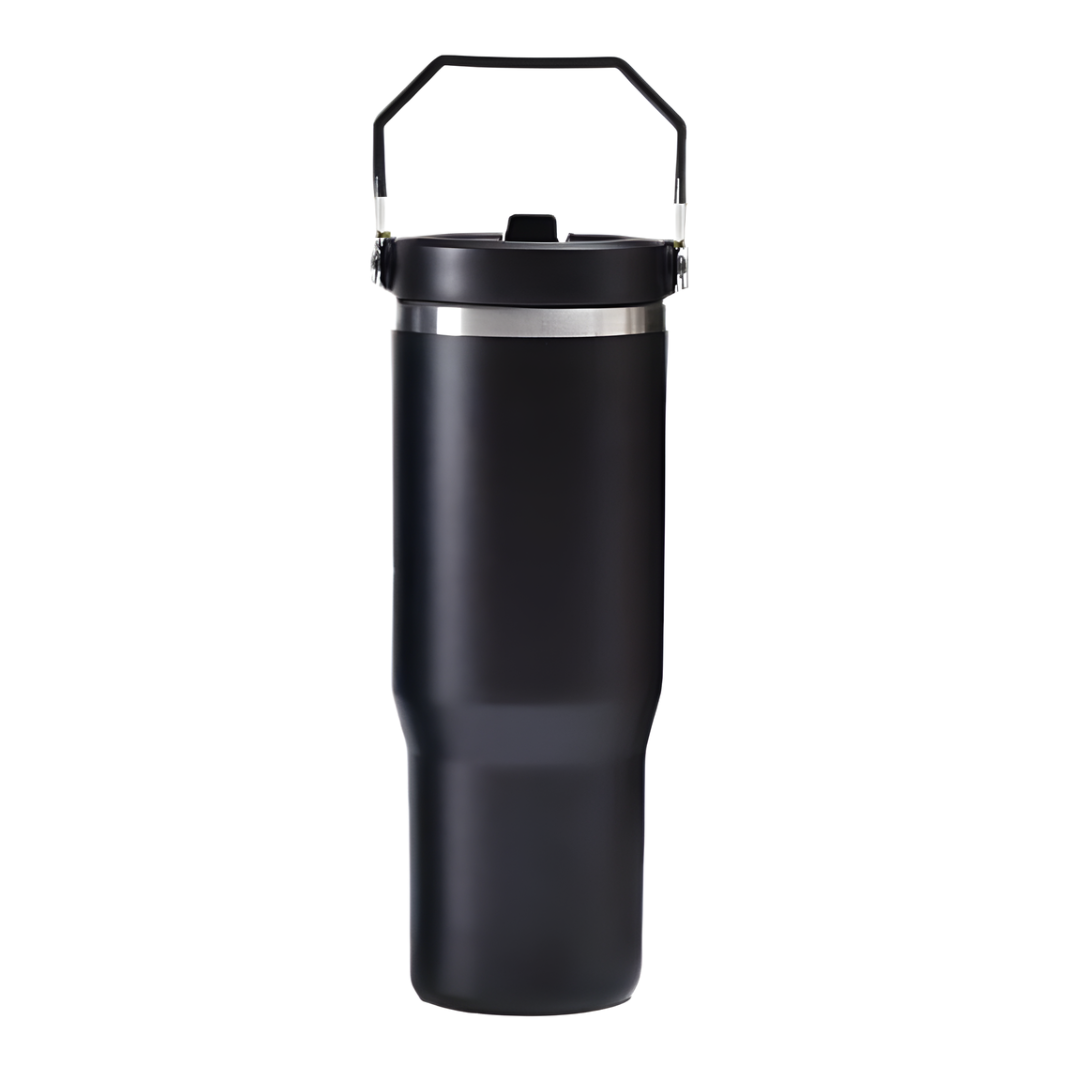 30oz Insulated Travel Tumbler with Flip Straw & Handle