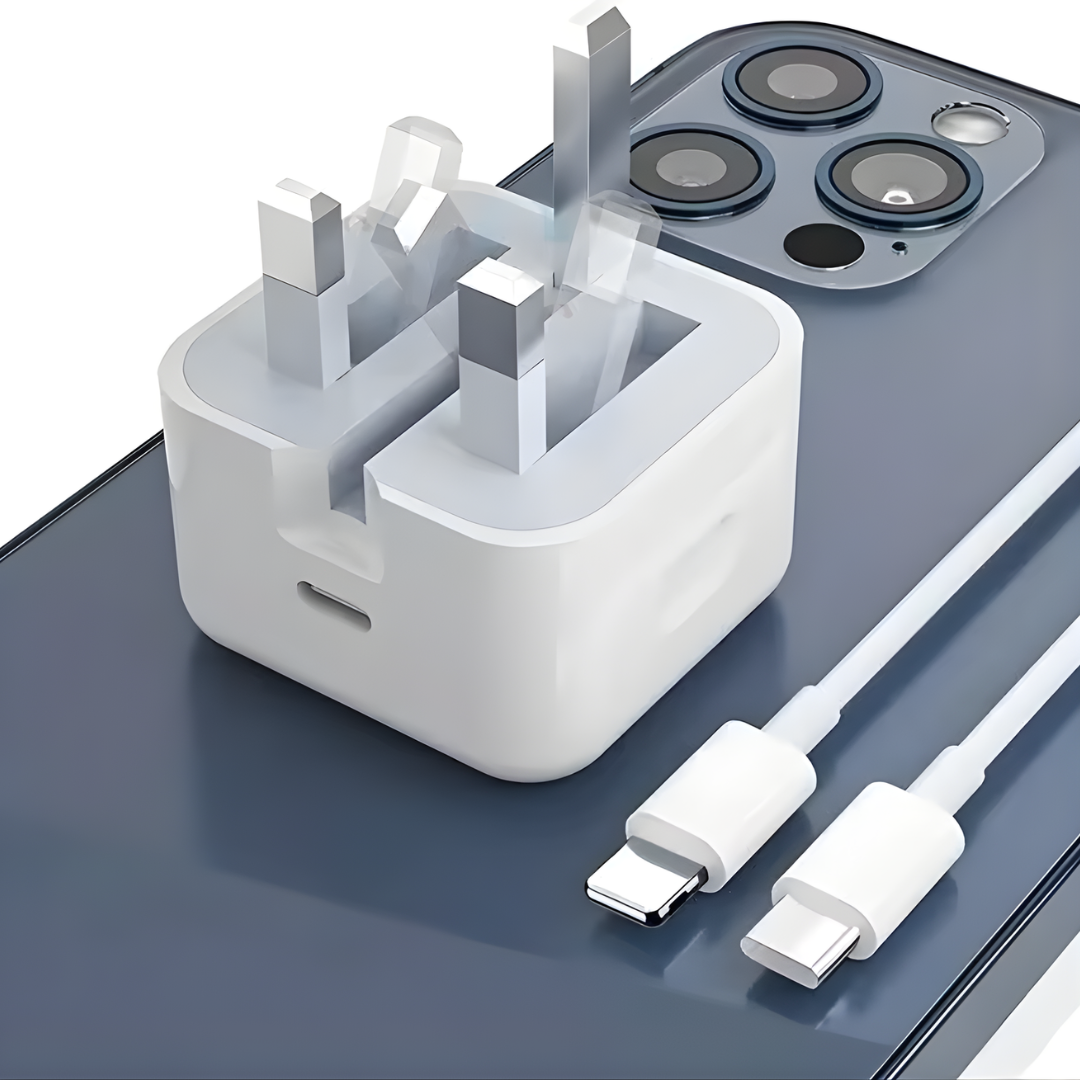 USB C Charger for iPhone 14 & Earlier with Lightning Cable QC3.0 Quick Charge PD 25W Type C Fast Charging Travel Wall Charger Power Adapter UK PD 25W