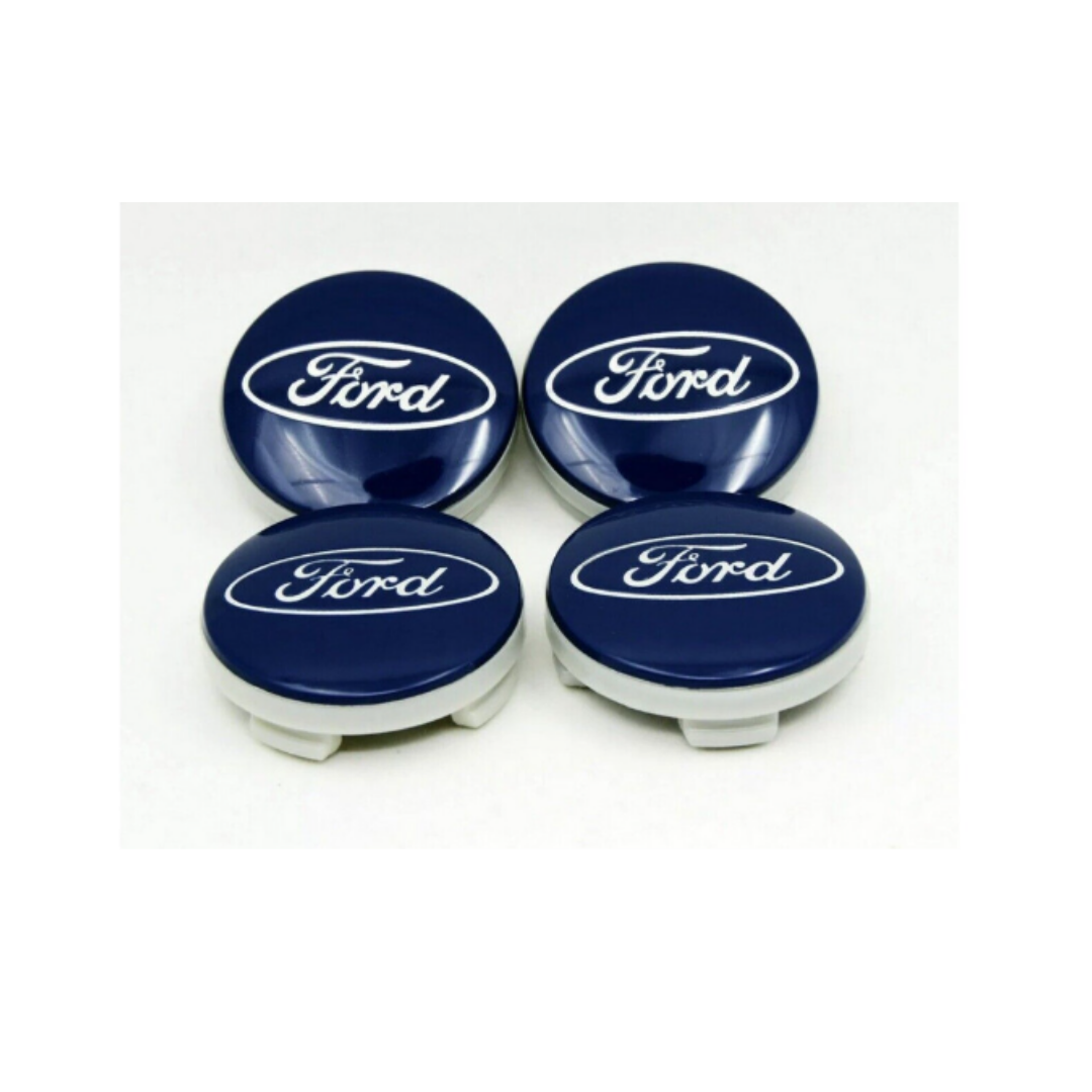 4x Ford Wheel Hub Centre Caps Badges - 54mm (Blue)