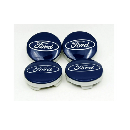 4x Ford Wheel Hub Centre Caps Badges - 54mm (Blue)