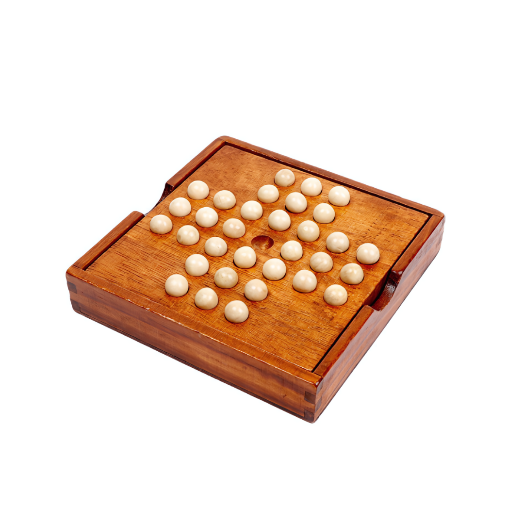 Wooden Solitaire Board Cognitive Chess Educational Intellectual Strategy Games