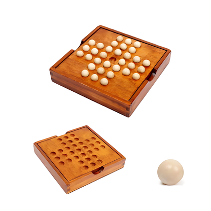 Wooden Solitaire Board Cognitive Chess Educational Intellectual Strategy Games