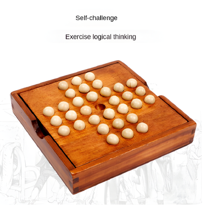 Wooden Solitaire Board Cognitive Chess Educational Intellectual Strategy Games