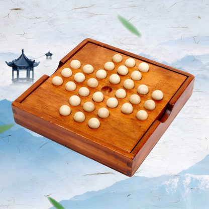 Wooden Solitaire Board Cognitive Chess Educational Intellectual Strategy Games