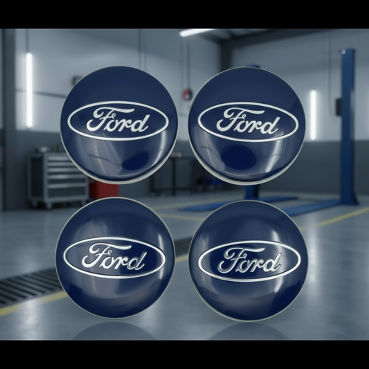 4x Ford Wheel Hub Centre Caps Badges - 54mm (Blue)