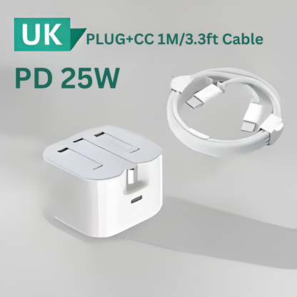 Charger For iPad and iPhone17/16/15/QC3.0 Quick Charge PD 25W Type C Fast Charging Travel Wall Charger Power Adapter