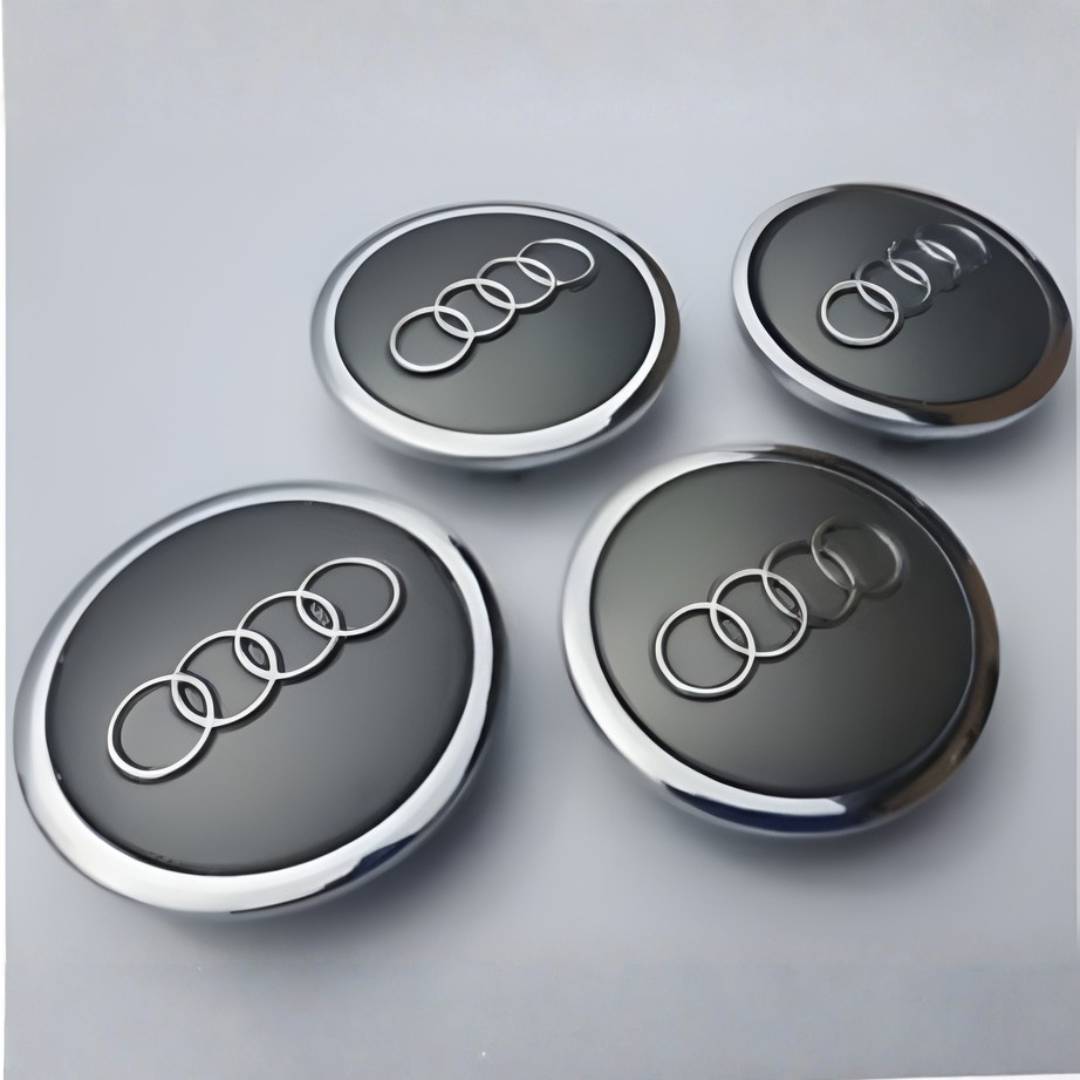 4x AUDI Silver Grey WHEEL CENTER HUB CAP - 69MM EMBLEM FOR A3/A4/A6/A8