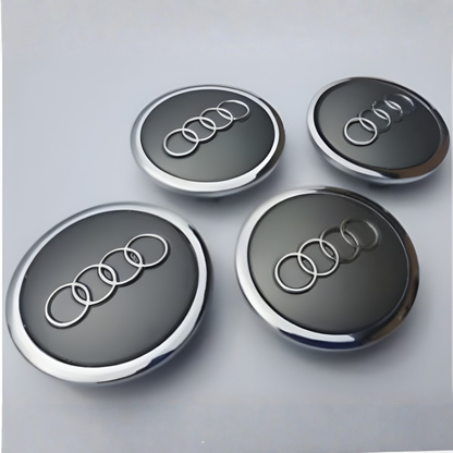 4x AUDI Silver Grey WHEEL CENTER HUB CAP - 69MM EMBLEM FOR A3/A4/A6/A8