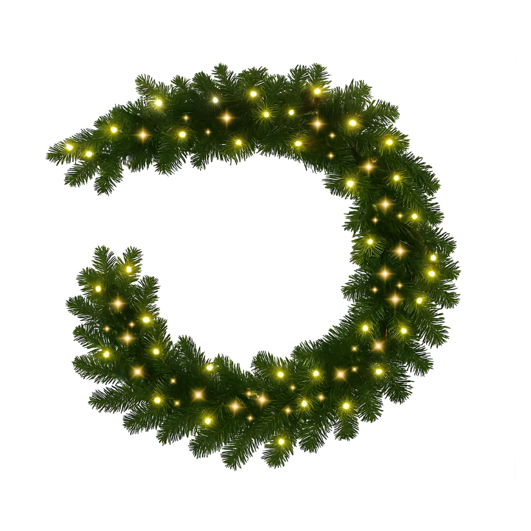 3M/9.8FT Pre-Lit Christmas Garland with 50 Warm LED Lights