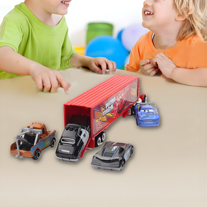 Disney Pixar Cars 2 Mack Transporter & Lightning McQueen Toy Set – 7 Pieces