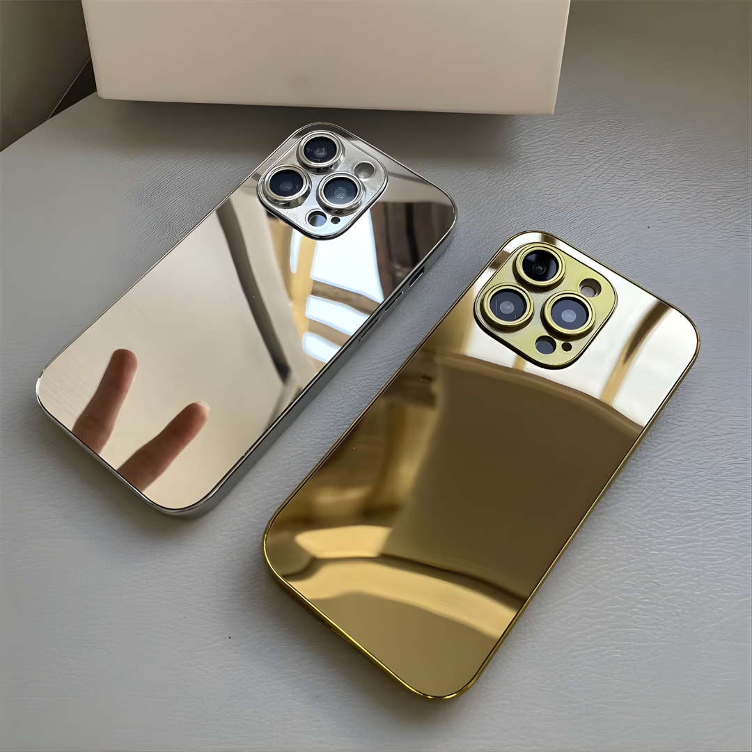 Luxury Glossy Mirror Phone Case for iPhone (Gold/Silver) for iPhone 16 / 16 E / 16 Plus / 16 Pro / 16 Pro Max / (All models from 11-17 series)