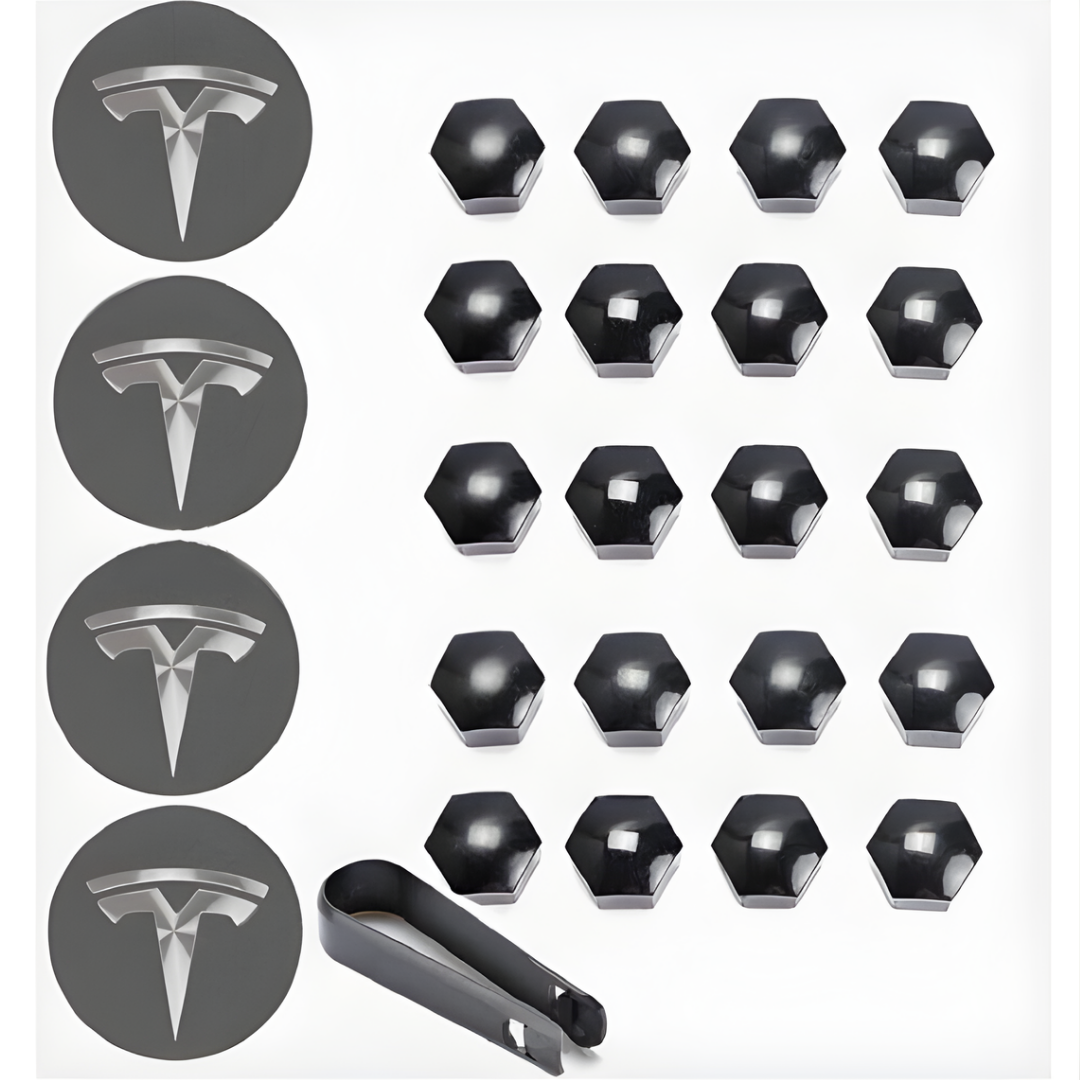 For Tesla Model 3, S, X, Y Car Wheel Center Hub Caps Cover, Lug Nut Covers Kit Grey