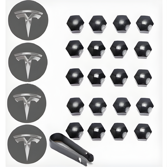 For Tesla Model 3, S, X, Y Car Wheel Center Hub Caps Cover, Lug Nut Covers Kit Grey