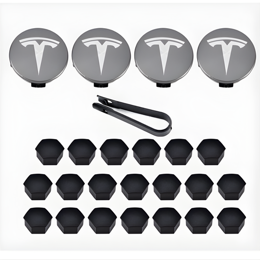 For Tesla Model 3, S, X, Y Car Wheel Center Hub Caps Cover, Lug Nut Covers Kit Grey
