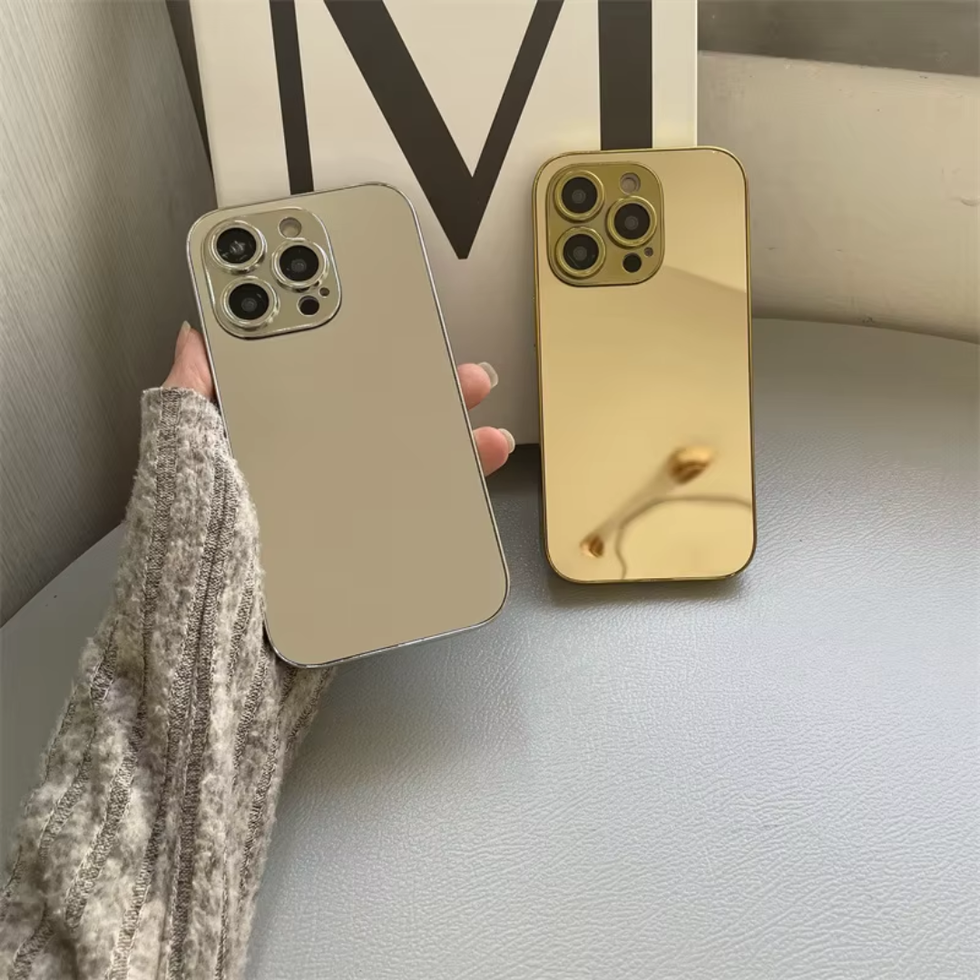 Luxury Glossy Mirror Phone Case for iPhone (Gold/Silver) for iPhone 16 / 16 E / 16 Plus / 16 Pro / 16 Pro Max / (All models from 11-17 series)