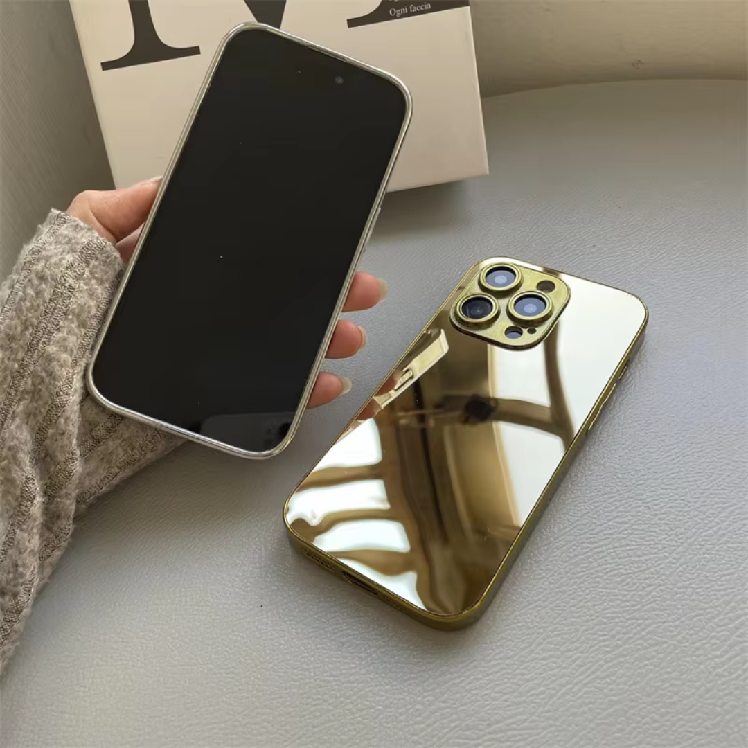 Luxury Glossy Mirror Phone Case for iPhone (Gold/Silver) for iPhone 16 / 16 E / 16 Plus / 16 Pro / 16 Pro Max / (All models from 11-17 series)