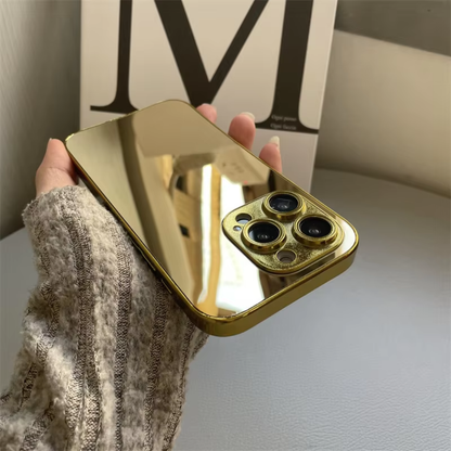 Luxury Glossy Mirror Phone Case for iPhone (Gold/Silver) for iPhone 16 / 16 E / 16 Plus / 16 Pro / 16 Pro Max / (All models from 11-17 series)