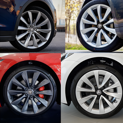 For Tesla Model 3, S, X, Y Car Wheel Center Hub Caps Cover, Lug Nut Covers Kit Grey