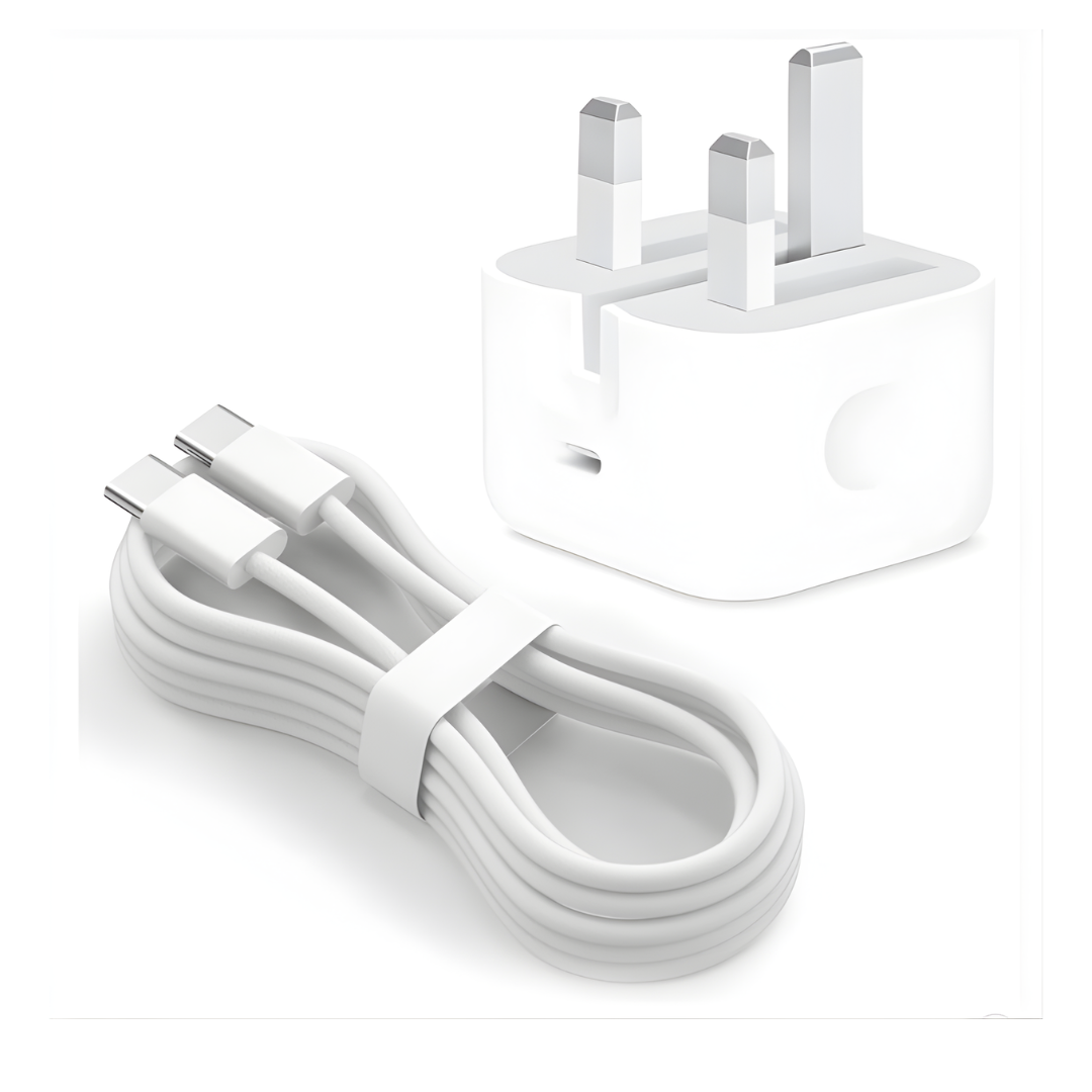 USB-C Charger & Plug for iPhone 15/16/17 – with 1M Braided USB-C to USB-C Cable (20W PD)