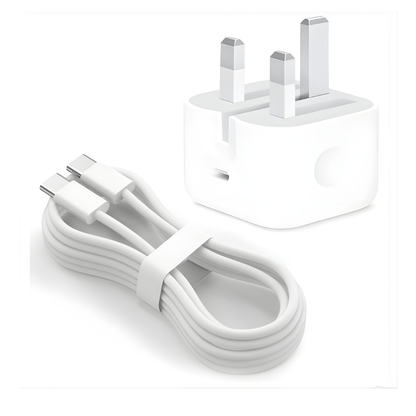 USB-C Charger & Plug for iPhone 15/16/17 – with 1M Braided USB-C to USB-C Cable (20W PD)