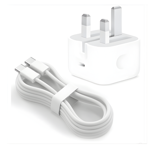 USB-C Charger & Plug for iPhone 15/16/17 – with 1M Braided USB-C to USB-C Cable (20W PD)