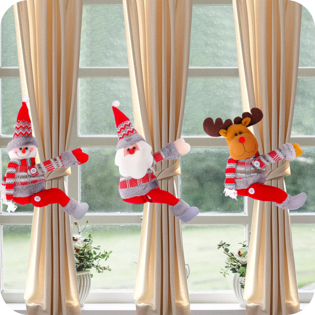 Christmas Cartoon Doll Curtain Buckles (Santa, Snowman, Reindeer)