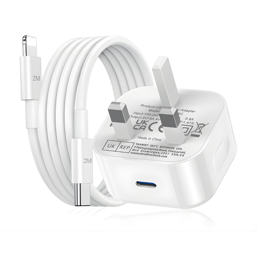 20W iPhone Charger – Apple MFi Certified (USB-C to Lightning, 2M Cable)