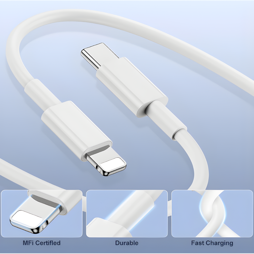 20W iPhone Charger – Apple MFi Certified (USB-C to Lightning, 2M Cable)