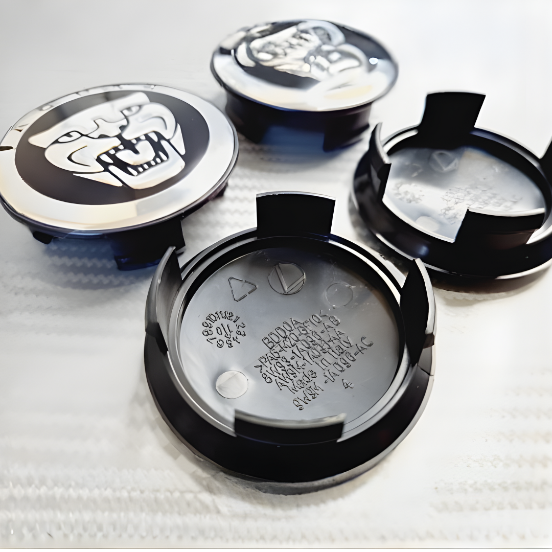4x Jaguar Growler Alloy Wheel Centre Caps - Black 58mm
