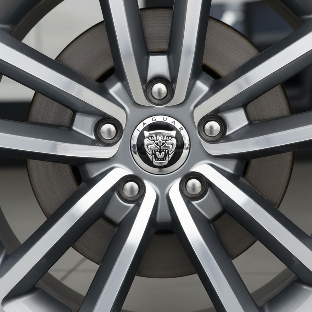 4x Jaguar Growler Alloy Wheel Centre Caps - Black 58mm