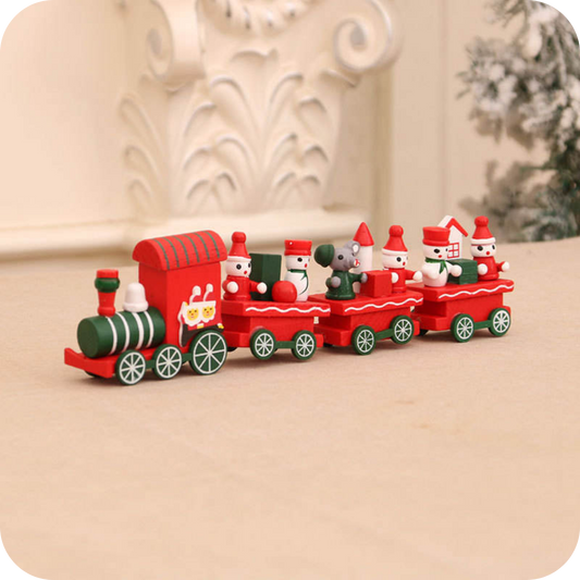 Mini Wooden Christmas Train Ornament Set